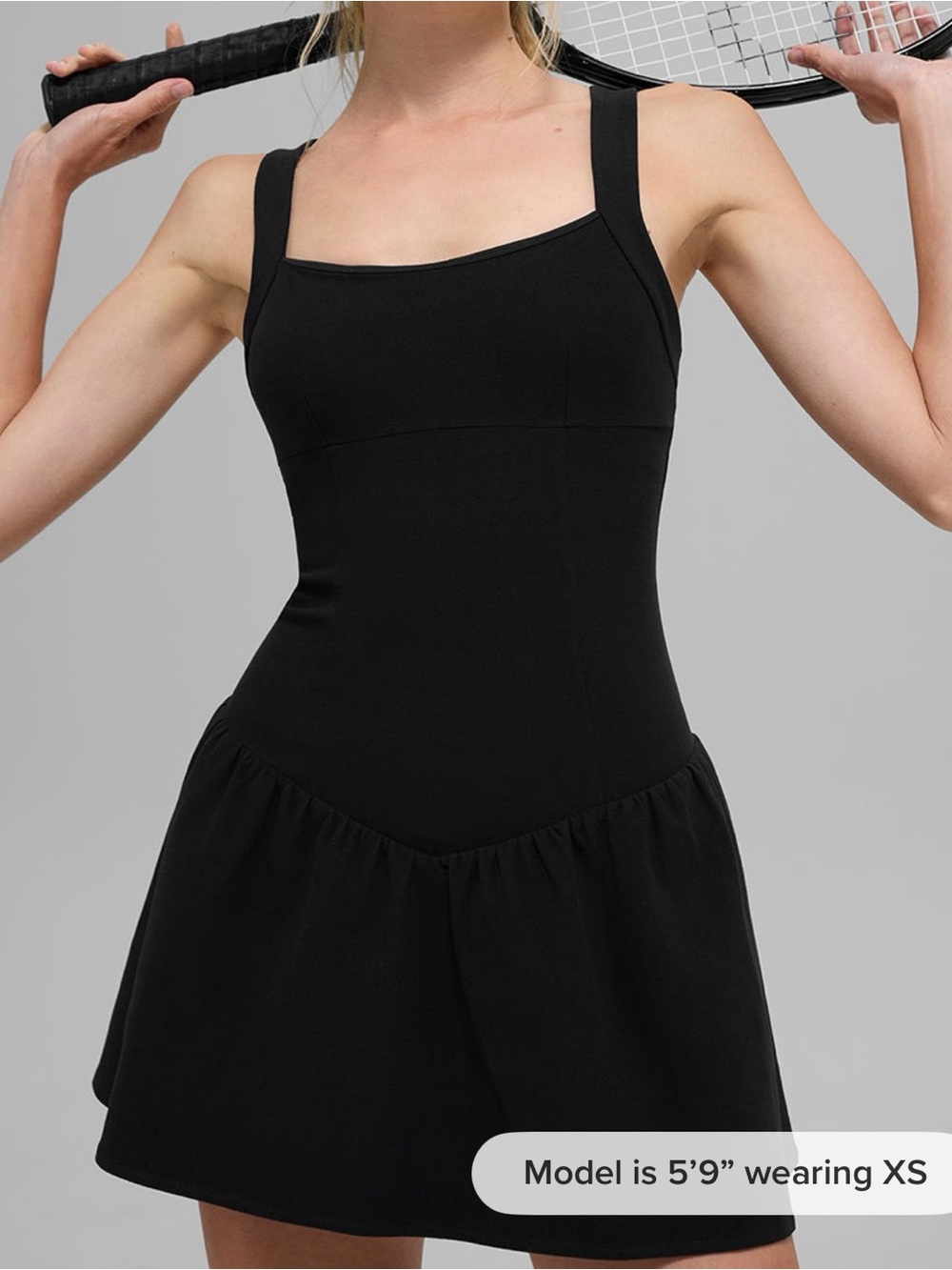 ALO Yoga Black Mini Dress with Square Neck